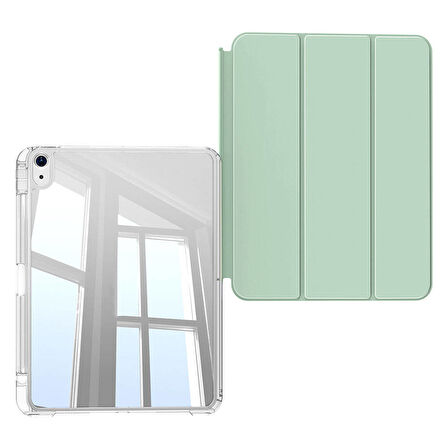 Apple iPad 11.Nesil A16 11inç/10.Nesil 10.9inç Kılıf Kalem Bölmeli Akrilik Şeffaf Ayrılabilir Case