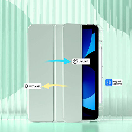 Apple iPad 11.Nesil A16 11inç/10.Nesil 10.9inç Kılıf Kalem Bölmeli Akrilik Şeffaf Ayrılabilir Case