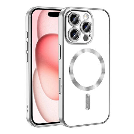 Apple iPhone 16 Pro Max Kılıf Magsafe Kamera Lensli Korumalı Şeffaf Silikon Kapak