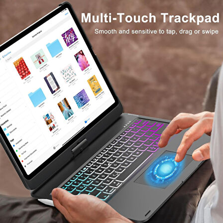 Apple iPad Pro 11inç M4 2024 Kılıf Kablosuz Dönebilen Klavyeli Kılıf Keyboard A2836 A2837 A3006