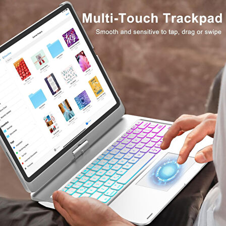 Apple iPad Pro 11inç M4 2024 Kılıf Kablosuz Dönebilen Klavyeli Kılıf Keyboard A2836 A2837 A3006