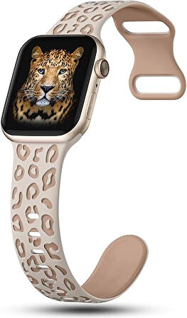 Apple Watch 42/44/45/46/49mm Kordon Leopar Desen Yumuşak Silikon Kordon 2/3/4/5/6/se/7/8/9/10/ultra
