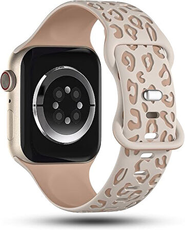 Apple Watch 42/44/45/46/49mm Kordon Leopar Desen Yumuşak Silikon Kordon 2/3/4/5/6/se/7/8/9/10/ultra