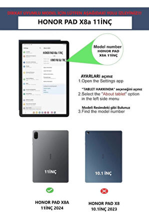 Honor Pad X8a 11inç Kılıf 360 Dönebilen Standlı Case (HonorPad X8/X8 Pro Değildir)