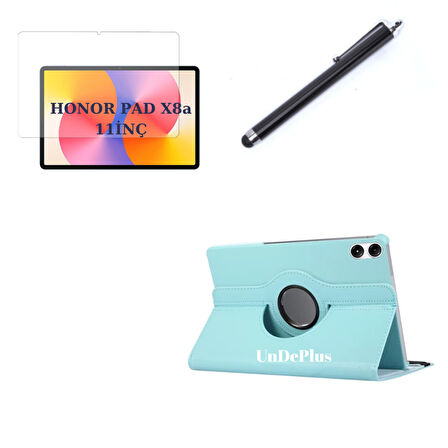 Honor Pad X8a 11inç Kılıf Dönen Tablet Kilifi Ekran Koruyucu+Kalem (HonorPad X8/X8 Pro Değildir)