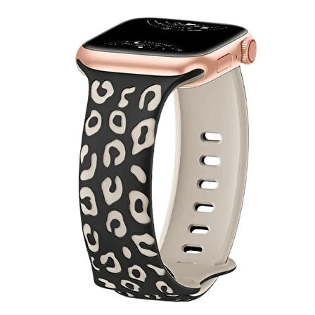 Apple Watch 42/44/45/46/49mm Kordon Leopar Desen Yumuşak Silikon Kordon 2/3/4/5/6/se/7/8/9/10/ultra