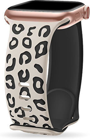Apple Watch 42/44/45/46/49mm Kordon Leopar Desen Yumuşak Silikon Kordon 2/3/4/5/6/se/7/8/9/10/ultra