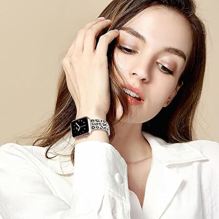 Apple Watch 42/44/45/46/49mm Kordon Leopar Desen Yumuşak Silikon Kordon 2/3/4/5/6/se/7/8/9/10/ultra