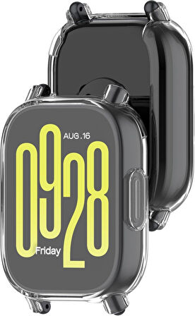 Redmi Watch 5 Active 2li Set Silikon Parlak Renkli Ekran Koruyuculu Kasa Koruyucu +Şeffaf
