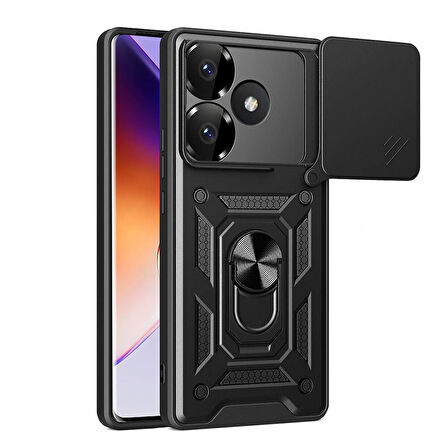 Xiaomi Poco F6 Kılıf Kamera Korumalı Zırh Tank Sürgülü Vega Kapak