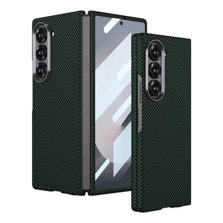 Samsung Galaxy Z Fold 6 Kılıf Kamera Korumalı Karbon Fiber Tasarımlı Arka Yüzey Kıpta Karbon Kapak