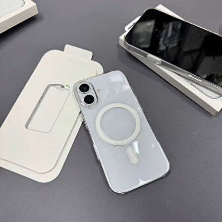 Apple iPhone 16 Kılıf Şeffaf Lansman Magsafe Wireless Şarj Özellikli Orjin Kapak