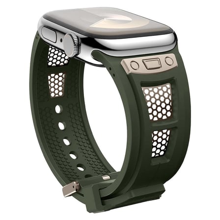 Apple Watch 44mm Kordon Delikli Metal Süslemeli Desenli Silikon Band 117