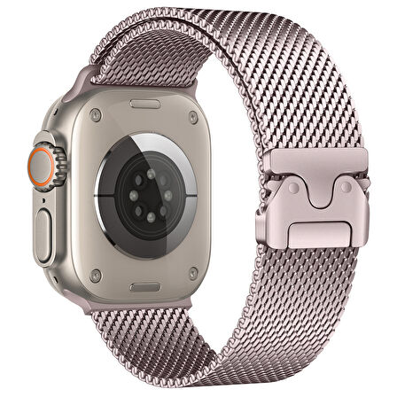 Apple Watch 10 Serisi 42mm Kordon Titanyum Kelebek Klipsli Milano Loop 121