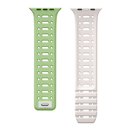 Apple Watch 10 Serisi 46mm Kordon Renkli 3Delikli Esnek Silikon Strap 124