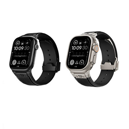 Apple Watch Ultra 1 / 2 49mm Kordon Klipsli Spor Görünümlü Silikon Kordon 113
