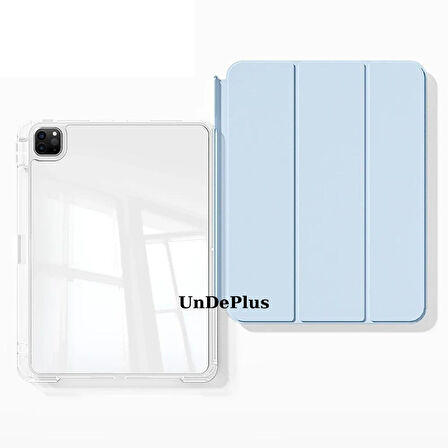 Apple iPad Pro 12.9 3./4./5./6. Nesil Kılıf Kalem Bölmeli Akrilik Şeffaf Ayrılabilir Case 2018-2022