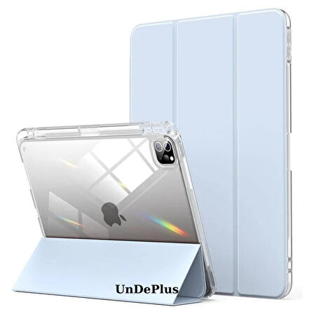 Apple iPad Pro 12.9 3./4./5./6. Nesil Kılıf Kalem Bölmeli Akrilik Şeffaf Ayrılabilir Case 2018-2022