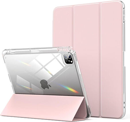 Apple iPad Pro 12.9 3./4./5./6. Nesil Kılıf Kalem Bölmeli Akrilik Şeffaf Ayrılabilir Case 2018-2022