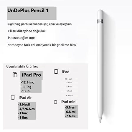 iPad 6/7/8/9. Nesil 10.2 Uyumlu Avuç İçi Red Ve Eğim Özellikli Stylus Dokunmatik Kalemi UNDPencil-1