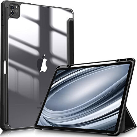 Apple iPad Pro 13 M4 2024 Kılıf Grafiti Şeffaf Kalem Bölmeli A2925 A2926 A3007