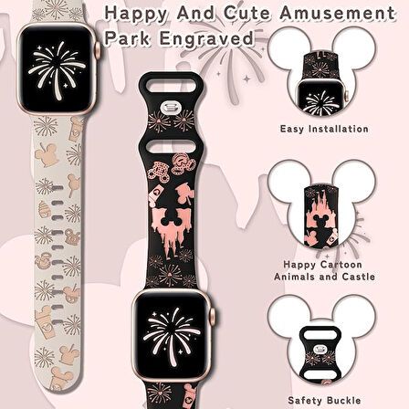 Apple Watch 42/44/45/46/49mm Kordon Leopar Desen Yumuşak Silikon Kordon 2/3/4/5/6/se/7/8/9/10/ultra