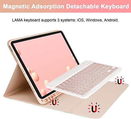 Apple iPad Pro 11inç M4 2024 Kılıf Kablosuz Klavyeli Kılıf Mobax A2836 A2837 A3006