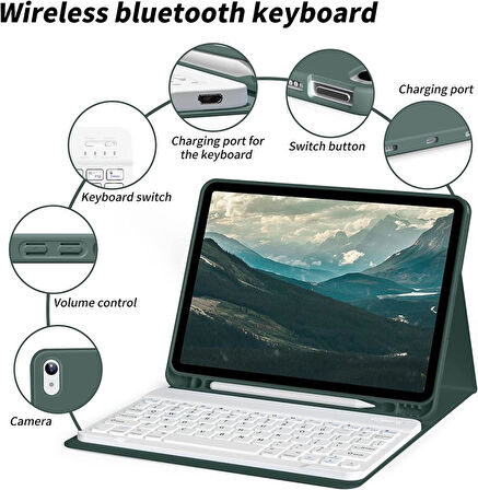 Apple iPad Pro 11inç M4 2024 Kılıf Kablosuz Klavyeli Kılıf Mobax A2836 A2837 A3006