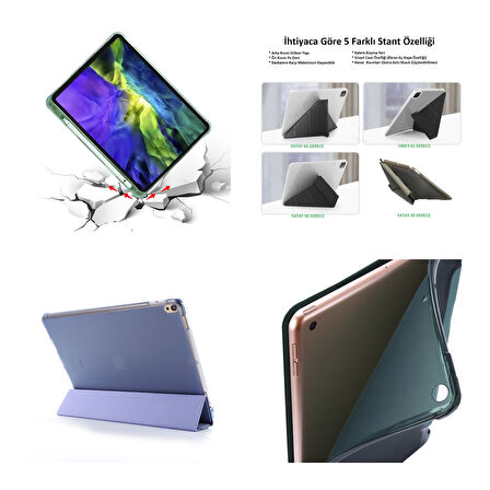 Apple iPad Air 11inç M2/M3 2025-2024 Kılıf Kalem Bölmeli Trifolding Case