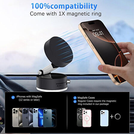 360 Dönebilen Ayarlanabilir Araç Içi Tutucu Kullanılabilen Vakumlu A2 Pro Magsafe ile Uyumlu Telefon Tutucu