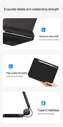 Samsung Galaxy S9 FE / S9 / S7 / S8 Klavyeli Kılıf Magic Keyboard Touchpad Aydınlatmalı Klavye