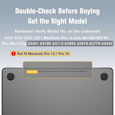 Apple Macbook Pro 14inç M3/M4/Max A3112 A3185 A3401 A2918 A1992 Kılıf Synthetic İpeksi Deri Standlı Havalandırmalı Kapak 2023 2024
