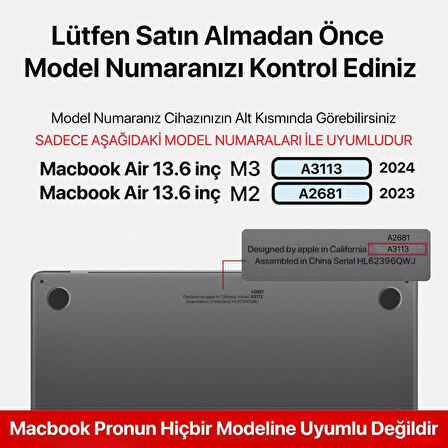 Apple Macbook Air 13.6inç M2/M3 A2681 A3113 Kılıf Synthetic İpeksi Deri Standlı Havalandırmalı Kapak 2022/2024