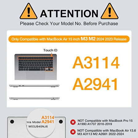 Apple Macbook Air 15inç M2/M3 A2941 A3114 Kılıf Nubuk Üçgen Standlı Havalandırmalı Kapak 2023/2024
