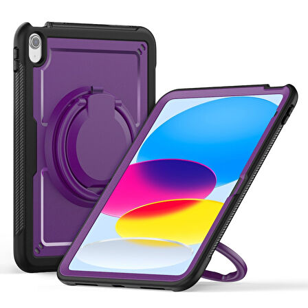 Apple iPad 11.Nesil A16 11inç/10.Nesil 10.9inç Kılıf Handle Ring Yüzüklü Amour Tank Case Fuji