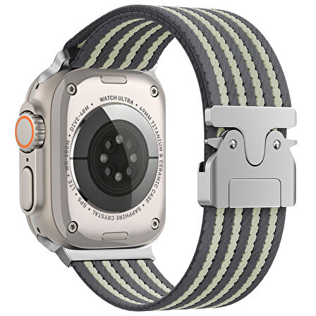 Apple Watch Ultra 1/2 49mm Kordon Kelebek Klipsli Naylon Kumaş Hasır Örgülü 133