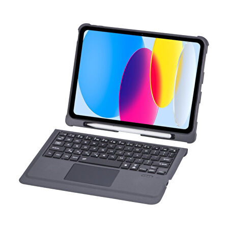 Apple iPad Air 4 10.9 Kılıf Led Işıklı Magnetik Standlı Klavyeli Kılıf A2072 A2316 A2324 A2325