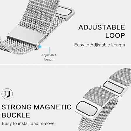 Huawei Watch GT 5 Pro 42mm/ GT 5 41mm/GT 4 41mm (18mm uyumlu) Kordon Çift Mıknatıslı Milano Loop Metal Kordon