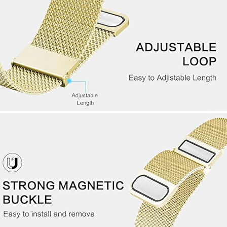 Huawei Watch GT 5 Pro 42mm/ GT 5 41mm/GT 4 41mm (18mm uyumlu) Kordon Çift Mıknatıslı Milano Loop Metal Kordon
