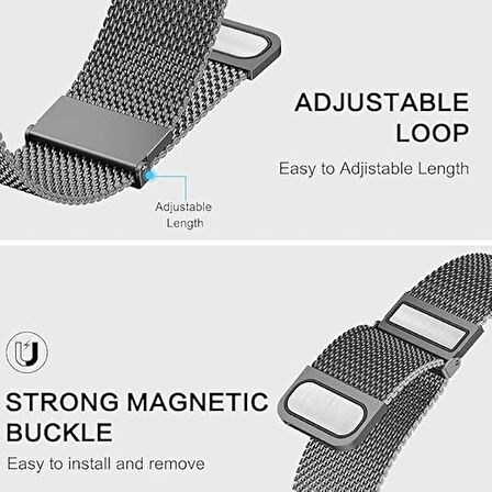 Huawei Watch GT 5 Pro 42mm/ GT 5 41mm/GT 4 41mm (18mm uyumlu) Kordon Çift Mıknatıslı Milano Loop Metal Kordon