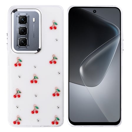 İnfinix Hot 50 4G Kılıf Kabartmalı Kelebek-Kiraz-Çiçek Dizayn Şeffaf Kutup Kapak