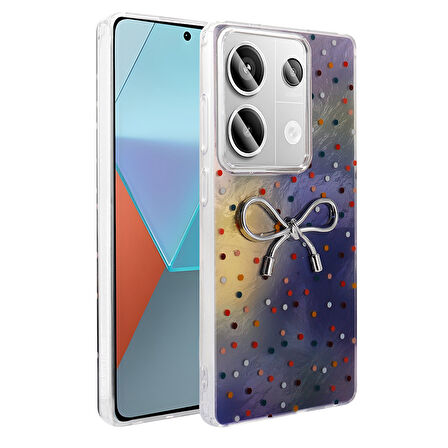 Xiaomi Redmi Note 13 Pro 4G Kılıf Kamera Korumalı Fiyonk Kalp Figürlü Ponti Kapak