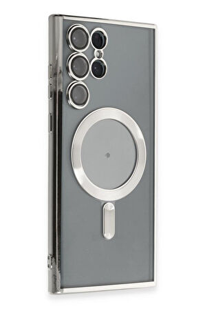 Samsung Galaxy S25 Ultra Kılıf Magsafe Kamera Lensli Korumalı Şeffaf Silikon Kapak