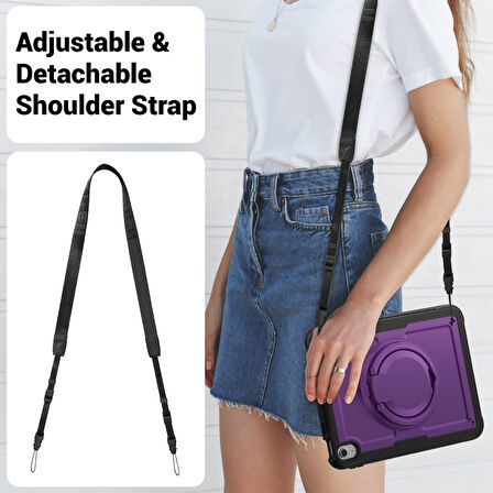 Apple iPad Air 11inç M2/M3 2025-2024 Kılıf Handle Ring Yüzüklü Amour Tank Case Fuji