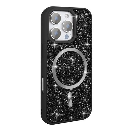 Apple iPhone 16 Pro Max Kılıf Pırlanta Tasarımlı M-safe Mozaik Silikon Kapak