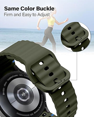 Samsung Watch 46mm Gear S3 22mm Honor Magic 2 46mm Kordon Dekoratif Örgü Çizgili Spor Silikon Kayış