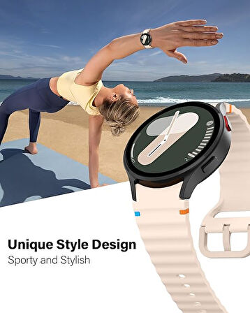 Huawei Watch GT GT2 GT3 GT4 42mm/Honor Magic 2 20mm Kordon Dekoratif Örgü Çizgili Spor Silikon Kayış