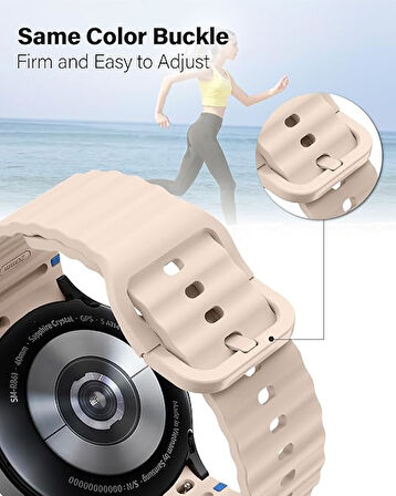Huawei Watch GT GT2 GT3 GT4 42mm/Honor Magic 2 20mm Kordon Dekoratif Örgü Çizgili Spor Silikon Kayış