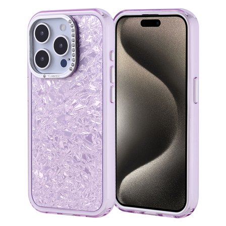 Apple iPhone 15 Pro Kılıf Kamera Çerçeve Taşlı Parlak Tasarım Kapi Kapak
