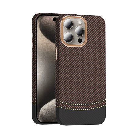 Apple iPhone 15 Pro Kılıf M-safe Şarj Karbon Fiber Dizayn Gros Kapak